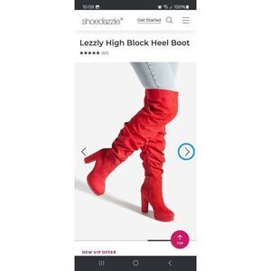 New Size 11 Shoe Dazzle Chili Pepper Red Platform Chunky Heel Slouch Long Boots
